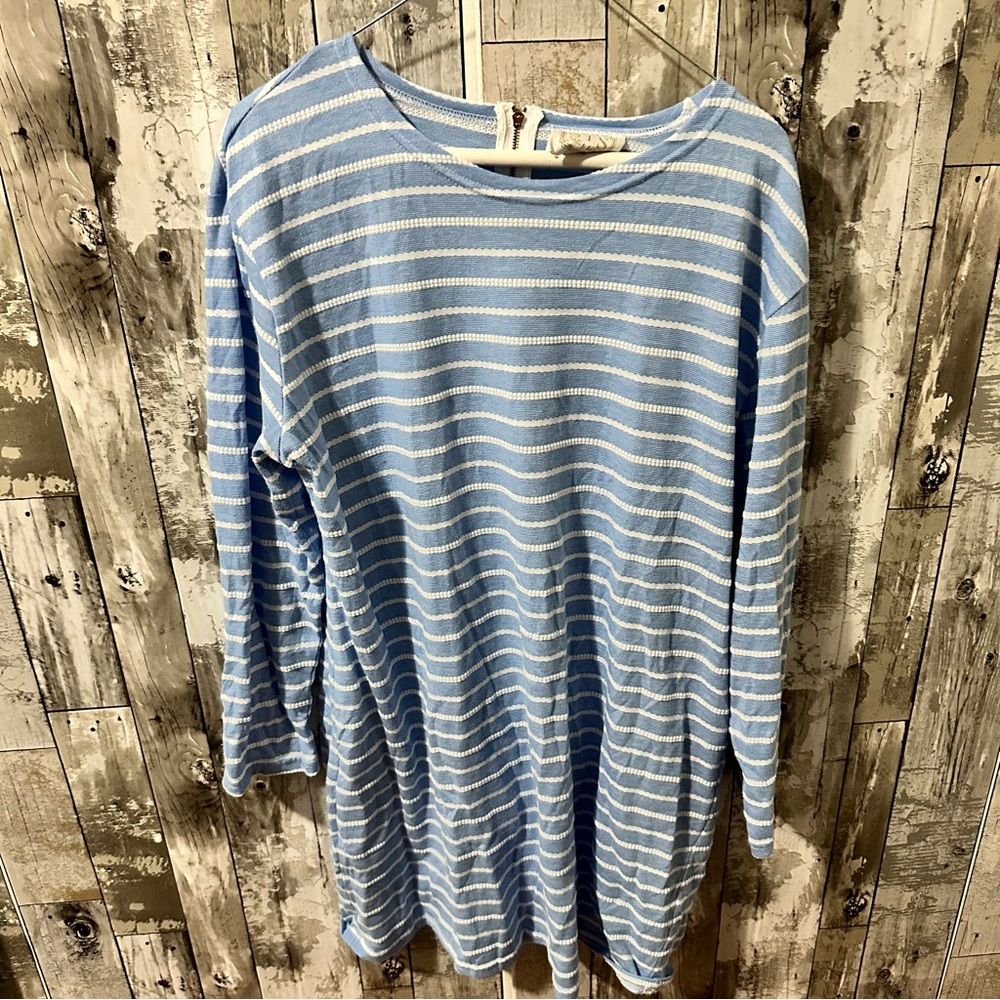 Sail to Sable Light Blue and White Striped Dress